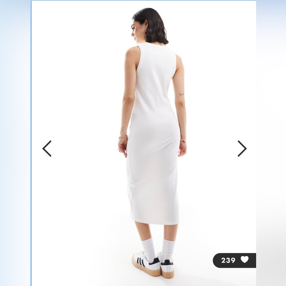 Aware by Vero Moda Ribbed Knit Fitted White Dress, Sleeveless, Round Neck, Sz M - Picture 2 of 13